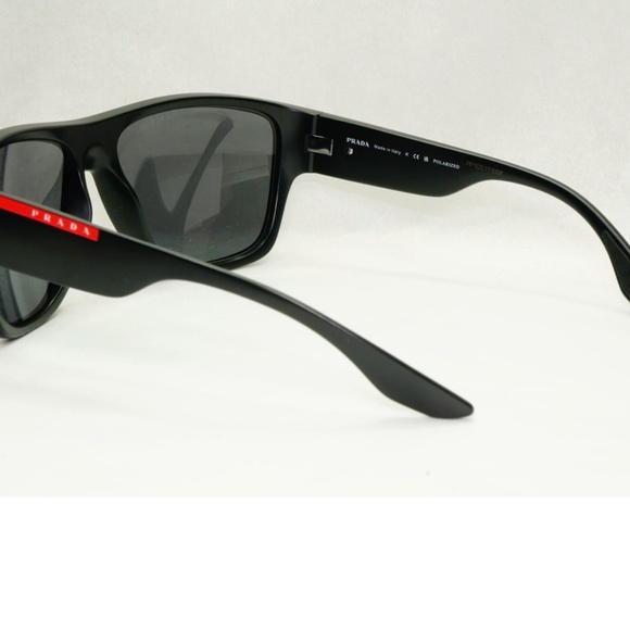 Prada Sunglasses Black Polarized Square Wrap Matte PS08VS SPS 08V 1BO-02G 59mm - Picture 9 of 16